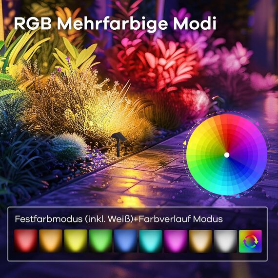 Linkind Bunt Solarlampen für Halloween, RGB & Weiß Solar Strahler Garten mit 10 Modi, Solar Außenleuchte 2 Montage, IP67 Außen Gartenstrahler für Party, Bäume, Vorgarten, Hof, 6 Stück