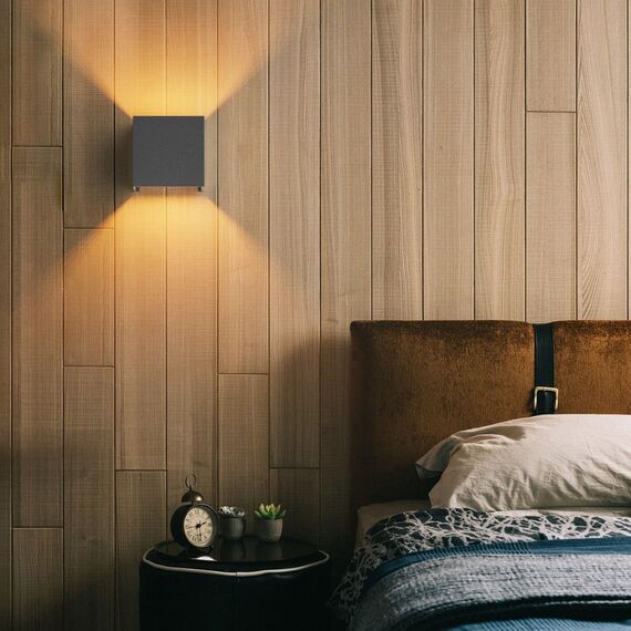 Klighten 2 Stück Wandleuchte mit Austauschbarer G9 LED Lampe Warmweiß 3000K, Aluminium LED Wandlampe Innen/Aussen Einstellbar Abstrahlwinkel aussenbeleuchtung für Wohnzimmer Garten, Dunkelgrau