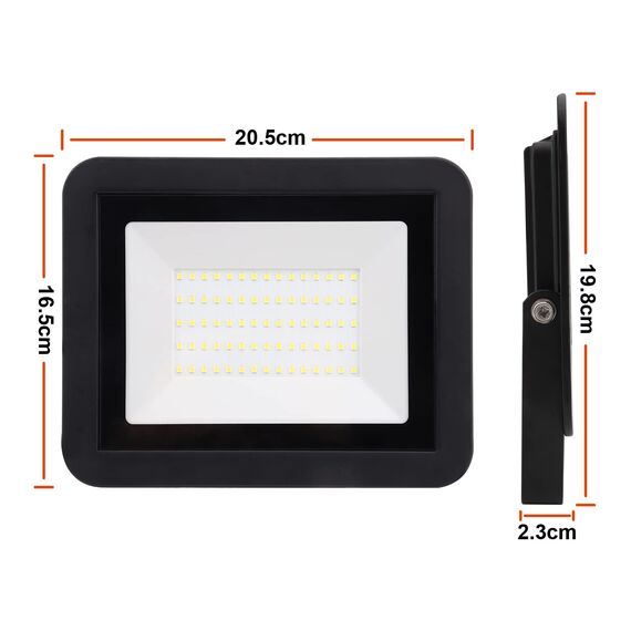 Da LIGHT 50W LED Strahler Außen & Innen, 6000K Kaltweiß 4500lm Außenleuchte Superhell, Fluter Außenstrahler Flutlicht IP65, Scheinwerfer 230V für Garten, Garage, Sportplatz (2 Stück)