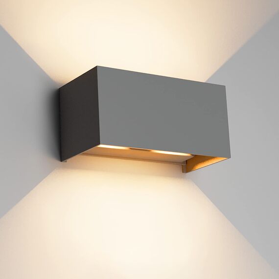 Klighten 24W LED Wandleuchte Innen/Außen,3000K Außenlampe Außenleuchte innen, IP65 Aussenleuchte Wand UP Down,Außenwandleuchte Mit Einstellbar Abstrahlwinkel Warmweiß,Dunkelgrau