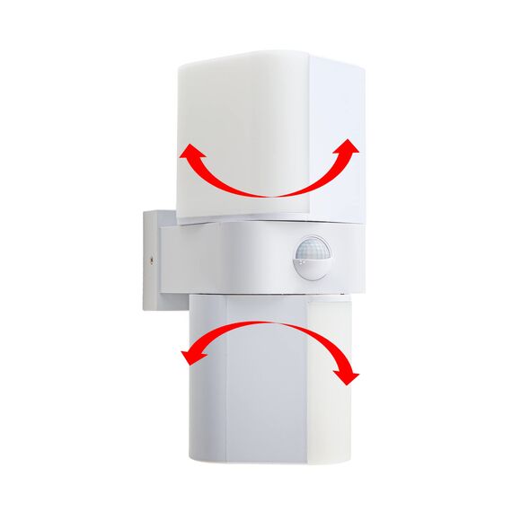 HUBER LED Wandlampe mit Bewegungsmelder 140° 20W, 3300lm I IP65 geschützte LED Außenleuchte mit Bewegungssensor I Wandleuchte innen, Tube, weiß