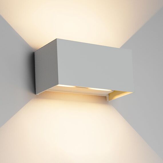 Klighten 24W LED Wandleuchte Innen/Außen,3000K Außenlampe Außenleuchte innen, IP65 Aussenleuchte Wand UP Down,Außenwandleuchte wandleuchte innen Mit Einstellbar Abstrahlwinkel Warmweiß,Grau