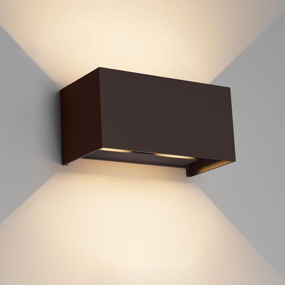 Klighten 24W LED Wandleuchte Innen/Außen,3000K Außenlampe Außenleuchte innen, IP65 Aussenleuchte Wand UP Down,Außenwandleuchte wandleuchte innen Mit Einstellbar Abstrahlwinkel Warmweiß,Rostrot