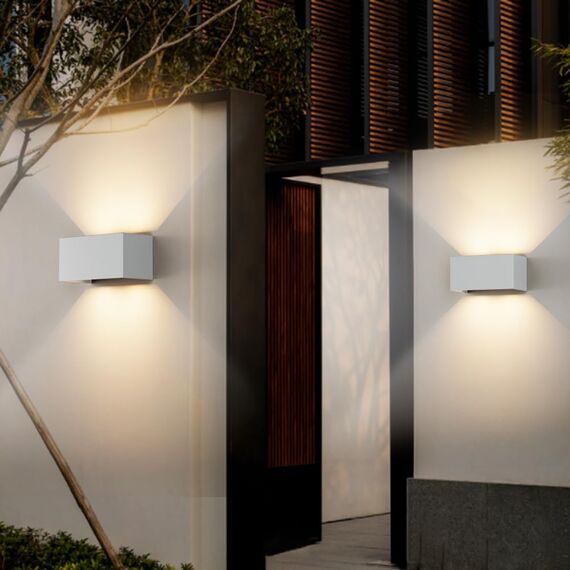 Klighten 24W LED Wandleuchte Innen/Außen,3000K Außenlampe Außenleuchte innen, IP65 Aussenleuchte Wand UP Down,Außenwandleuchte wandleuchte innen Mit Einstellbar Abstrahlwinkel Warmweiß,Grau