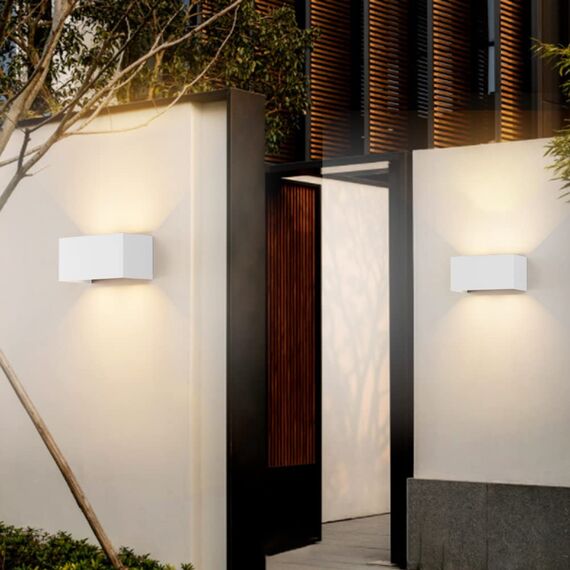 Klighten 24W LED Wandleuchte Innen/Außen,2PCS Außenlampe Außenleuchte innen, IP65 Aussenleuchte Wand UP Down,Außenwandleuchte wandleuchte innen Mit Einstellbar Abstrahlwinkel Warmweiß,Weiß