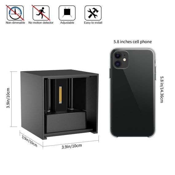 Klighten 2-Pack LED Außenleuchte 7W Wandlampe Außen Auf und ab Einstellbarer Lichtstrahl 3000K Warmweiß Außenwandleuchte IP65 Wasserdichte Wandleuchten (Schwarz)