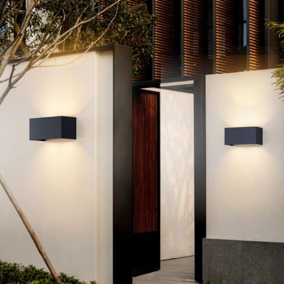 Klighten 24W LED Wandleuchte Innen/Außen,2PCS Außenlampe Außenleuchte innen, IP65 Aussenleuchte Wand UP Down,Außenwandleuchte wandleuchte innen Mit Einstellbar Abstrahlwinkel Warmweiß,Anthrazit