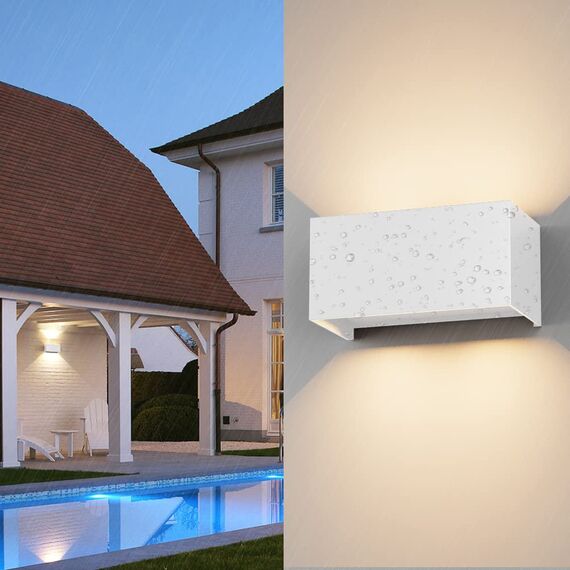 Klighten 24W LED Wandleuchte Innen/Außen,2PCS Außenlampe Außenleuchte innen, IP65 Aussenleuchte Wand UP Down,Außenwandleuchte wandleuchte innen Mit Einstellbar Abstrahlwinkel Warmweiß,Weiß