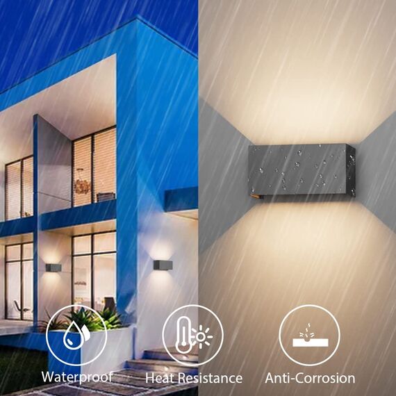 Klighten 24W LED Wandleuchte Innen/Außen,3000K Außenlampe Außenleuchte innen, IP65 Aussenleuchte Wand UP Down,Außenwandleuchte Mit Einstellbar Abstrahlwinkel Warmweiß,Dunkelgrau