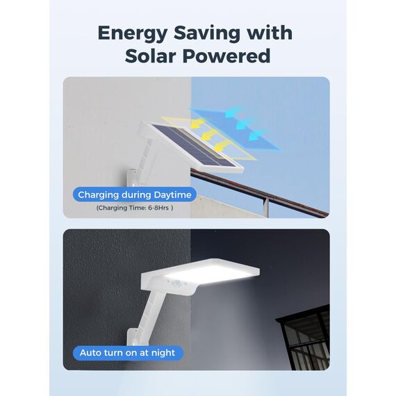 COLBOR Solarlampen für Außen mit Bewegungsmelder, 56LED Wandleuchte Aussen Solar mit Fernbedienung 3 Modi IP65 Wasserdicht 6500K 2200mAh 2Pcs Solarleuchte Weiß, Solarlampen-Außen-Solar-LED-Strahler