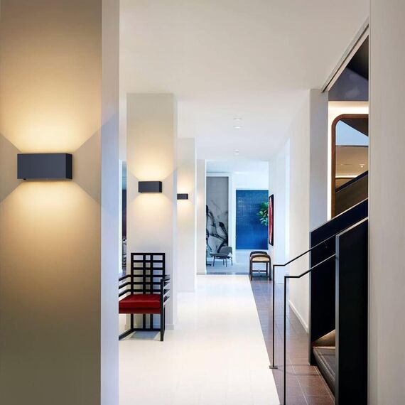 Klighten 24W LED Wandleuchte Innen/Außen,2PCS Außenlampe Außenleuchte innen, IP65 Aussenleuchte Wand UP Down,Außenwandleuchte wandleuchte innen Mit Einstellbar Abstrahlwinkel Warmweiß,Anthrazit