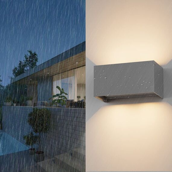 Klighten 24W LED Wandleuchte Innen/Außen,2PCS Außenlampe Außenleuchte innen, IP65 Aussenleuchte Wand UP Down,Außenwandleuchte wandleuchte innen Mit Einstellbar Abstrahlwinkel Warmweiß,Dunkelgrau