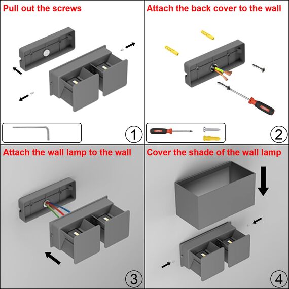 Klighten 24W LED Wandleuchte Innen/Außen,2PCS Außenlampe Außenleuchte innen, IP65 Aussenleuchte Wand UP Down,Außenwandleuchte wandleuchte innen Mit Einstellbar Abstrahlwinkel Warmweiß,Dunkelgrau