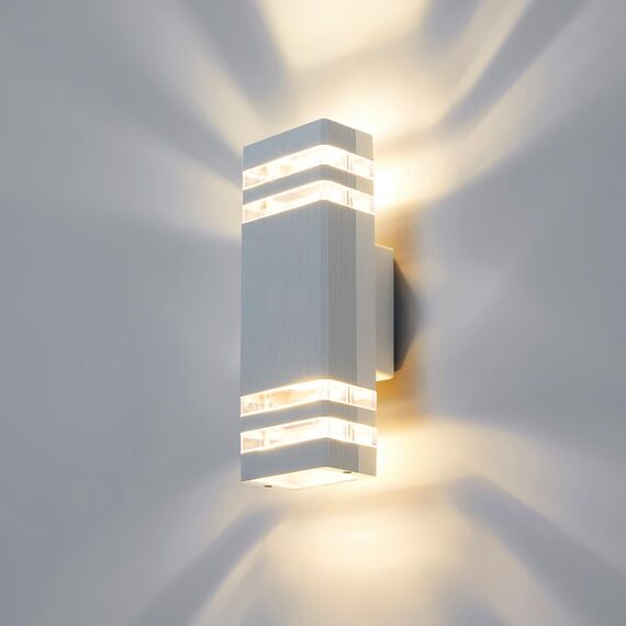 CELAVY LED Wandleuchte Wandlampe aussen - IP65 Außenlampe Aussenlampe Wand, GU10 Up Down Außenleuchte Aussenleuchte Außenwandleuchte Außenbeleuchtung Lampe Hauswand Terrasse Haus Außen, Hellgrau