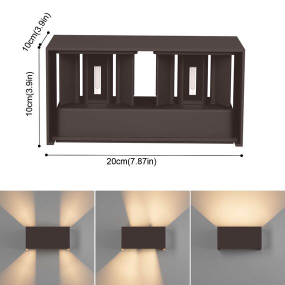 Klighten 24W LED Wandleuchte Innen/Außen,3000K Außenlampe Außenleuchte innen, IP65 Aussenleuchte Wand UP Down,Außenwandleuchte wandleuchte innen Mit Einstellbar Abstrahlwinkel Warmweiß,Rostrot