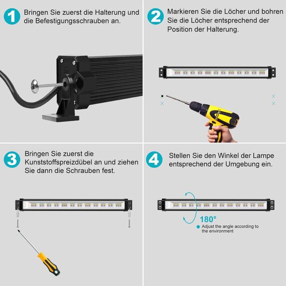 Linke RGB LED Strahler 42W Wallwasher mit Fernbedienung Außenstrahler Dimmbar Flutlicht Bunt IP66 Wasserdicht Lightbar mit Memoryfunktion für Garten Innen DJ Home Party Weihnachtsdekoration