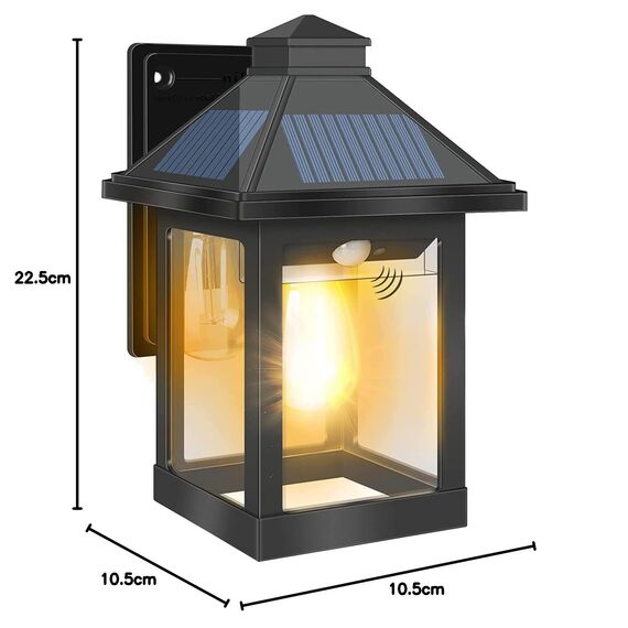 COLBOR Solarlampen für Außen, LED Solar Vintage Licht mit Bewegungsmelder 3 Modi IP65 Wasserdicht für Garage Garten Hof Terrasse (1 Pcs), Solarlampen-Außen-Solar-LED-Licht