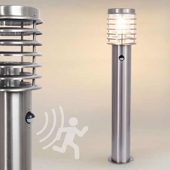 max K O M F O R T Aussenleuchte E27 Aussenlampe Standleuchte mit Bewegungsmelder Edelstahl 252D1-800SN Wegeleuchte IP44 Gartenlampe