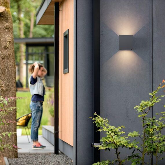 K-Bright LED Außenleuchten 12W Wandleuchten Innen/Außen Auf und ab Einstellbarer Lichtstrahl 4000K Natürliches Weiß Außenwandleuchten IP65 Wasserdichte Wandleuchte, Anthrazit