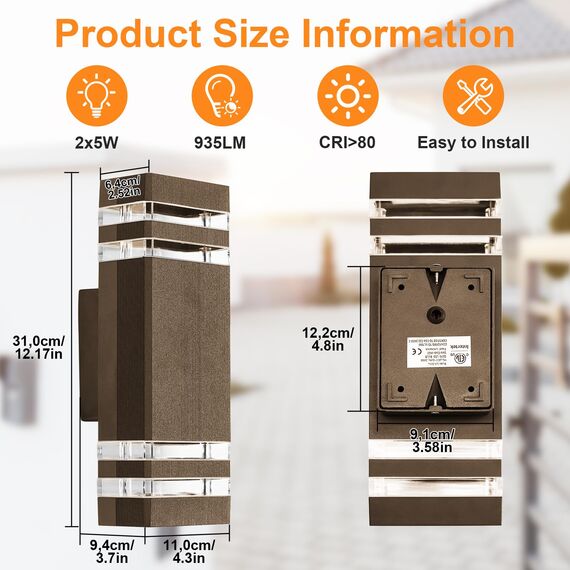 CELAVY LED Wandleuchte Wandlampe aussen - IP65 Außenlampe Aussenlampe Wand, GU10 Up Down Außenleuchte Aussenleuchte Außenwandleuchte Außenbeleuchtung Lampe Hauswand Terrasse Haus Außen, Bronze