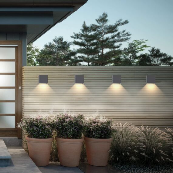 K-Bright LED Außenleuchten 12W Wandleuchten Innen/Außen Auf und ab Einstellbarer Lichtstrahl 4000K Natürliches Weiß Außenwandleuchten IP65 Wasserdichte Wandleuchte Dunkelgrau