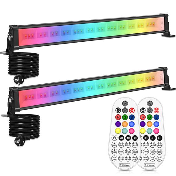 Linke 42W LED Wallwasher 2er mit Fernbedienung RGB LED Strahler 10 Farben 30 Modi, IP66 Wasserdicht Partylitcht Lightbar mit Timer Memoryfunktion für Aussen Innen Garten DJ Home Festival-Deko