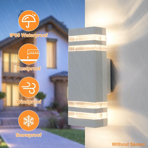 CELAVY LED Wandleuchte Wandlampe aussen - IP65 Außenlampe Aussenlampe Wand, GU10 Up Down Außenleuchte Aussenleuchte Außenwandleuchte Außenbeleuchtung Lampe Hauswand Terrasse Haus Außen, Hellgrau