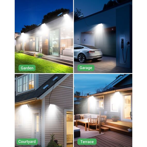 LOTMOS Solarlampen für Außen mit Bewegungsmelder, 342 LED Aussenleuchte Solar IP65 Wasserdicht Solarleuchte 3 Modi Strahler mit Fernbedienung, Solar Lampe Outdoor für Garten Garage, Kaltes Weiß