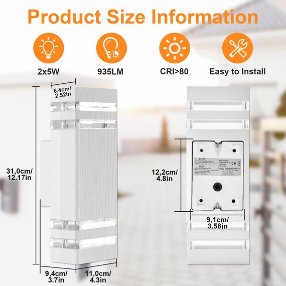 CELAVY LED Wandleuchte Wandlampe aussen - IP65 Außenlampe Aussenlampe Wand, GU10 Up Down Außenleuchte Aussenleuchte Außenwandleuchte Außenbeleuchtung Lampe Hauswand Terrasse Haus Außen, Weiß