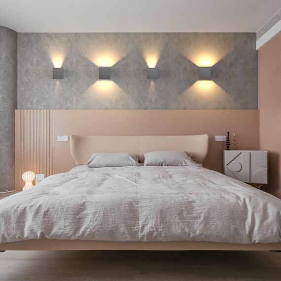 Klighten 2 Stück LED Wandleuchten Innen/Außen 12W Wandlampe Auf und ab Einstellbarer Lichtstrahl, 3000K Warmweiß Außenwandleuchte IP65 für Wohnzimmer Schlafzimmer Balkon,Dunkelgrau