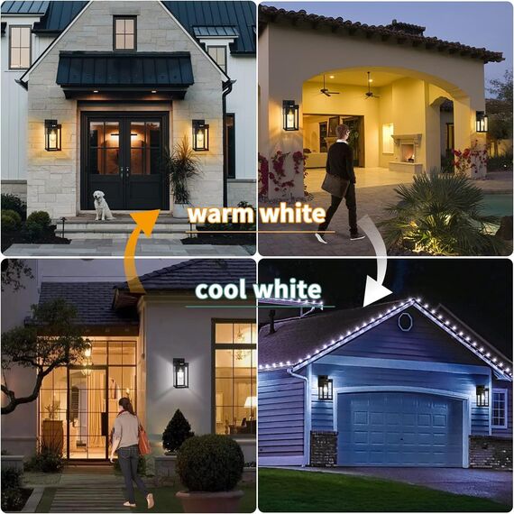 Solarlampen für Außen mit Bewegungsmelder, COLBOR 2Pcs Moderne Aussenwandleuchte 3 Modi IP65 Wasserdicht mit Glühbirnen für Garage Garten Hof Terrasse, Solarlleuchte-Außen-Bewegungsmelder-Licht-Solar