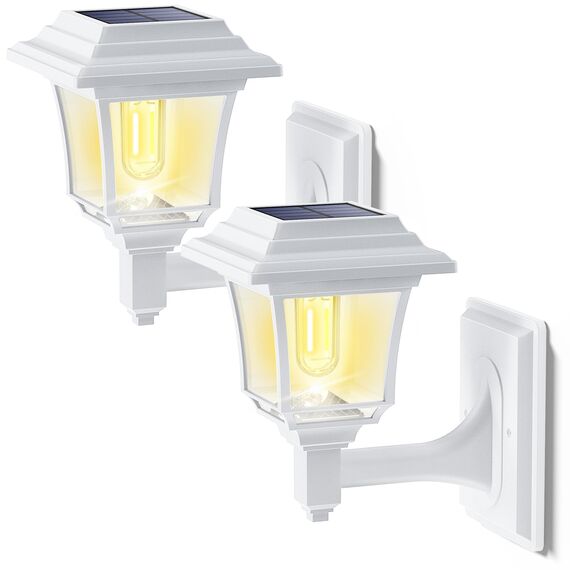 LeiDrail Solarlampen für Außen, 2 Modes Edison Solar Wandleuchte Aussen Wasserdicht 15 Lumen Solarleuchten für Außen Dekorativ für Zaun Hof Hühnerstall Spielhaus Weiß (2 Stück)