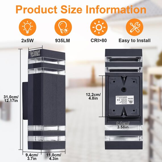 CELAVY LED Wandleuchte Wandlampe aussen 2 Stück, IP65 Außenlampe Aussenlampe Wand, GU10 Up Down Außenleuchte Aussenleuchte Außenwandleuchte Außenbeleuchtung Hauswand Terrasse Haus, Anthrazit Grau