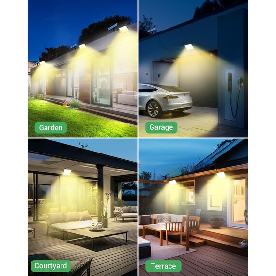 LOTMOS 2 Stück Solarlampen für Außen mit Bewegungsmelder, LED Aussenleuchte Solar IP65 Wasserdicht Solarleuchte 3 Modi Strahler mit Fernbedienung, Solar Lampe Outdoor für Garten Garage Aussen