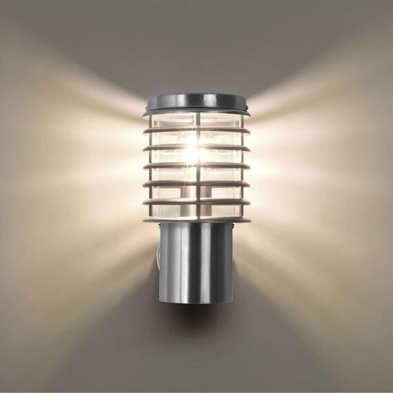 max K O M F O R T Aussenleuchte Aussenwandleuchte Edelstahl E27 Fassung für LED geeignet Wandlampe 252D1 (Wandleuchte ohne Sensor)