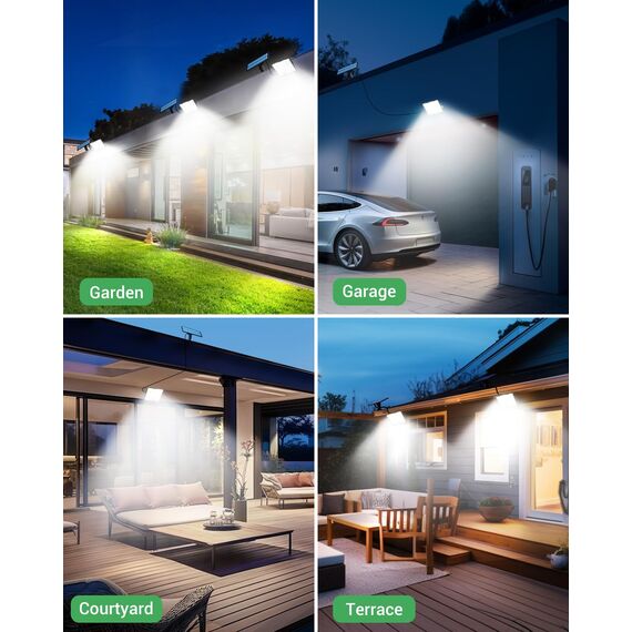 LOTMOS 6 Stück Solarlampen für Außen mit Bewegungsmelder, 342 LED Aussenleuchte Solar IP65 Wasserdicht Solarleuchte 3 Modi Strahler mit Fernbedienung, Solar Lampe Outdoor für Garten Garage Aussen