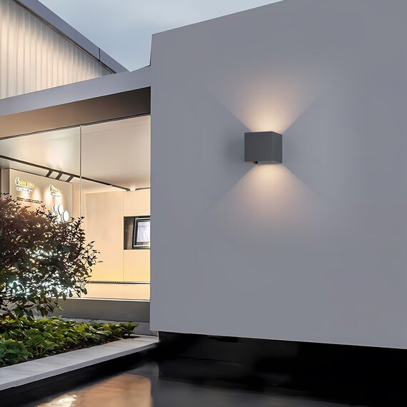 K-Bright LED Außenleuchten 12W Wandleuchten Innen/Außen Auf und ab Einstellbarer Lichtstrahl 4000K Natürliches Weiß Außenwandleuchten IP65 Wasserdichte Wandleuchte, Anthrazit