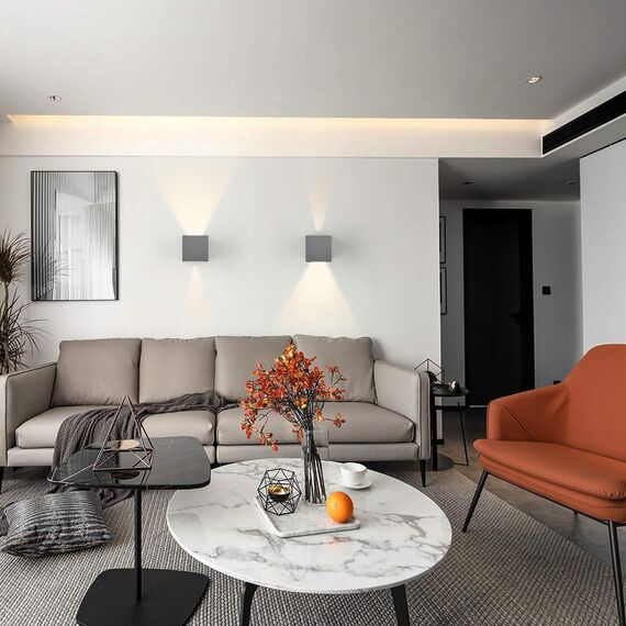 Klighten 2 Stück LED Wandleuchten Innen/Außen 12W Wandlampe Auf und ab Einstellbarer Lichtstrahl, 3000K Warmweiß Außenwandleuchte IP65 für Wohnzimmer Schlafzimmer Balkon,Dunkelgrau