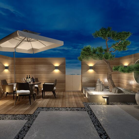 Klighten 2-Pack LED Wandleuchte Innen/Außen 12W Wandlampe Außen Auf und ab Einstellbarer Lichtstrahl 3000K Warmweiß Außenwandleuchte IP65 Wasserdichte Wandleuchten (Schwarz)