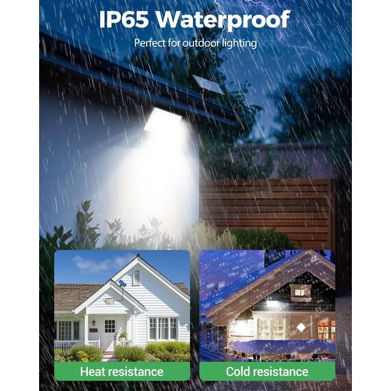 LOTMOS Solarlampen für Außen mit Bewegungsmelder, 342 LED Aussenleuchte Solar IP65 Wasserdicht Solarleuchte 3 Modi Strahler mit Fernbedienung, Solar Lampe Outdoor für Garten Garage, Kaltes Weiß