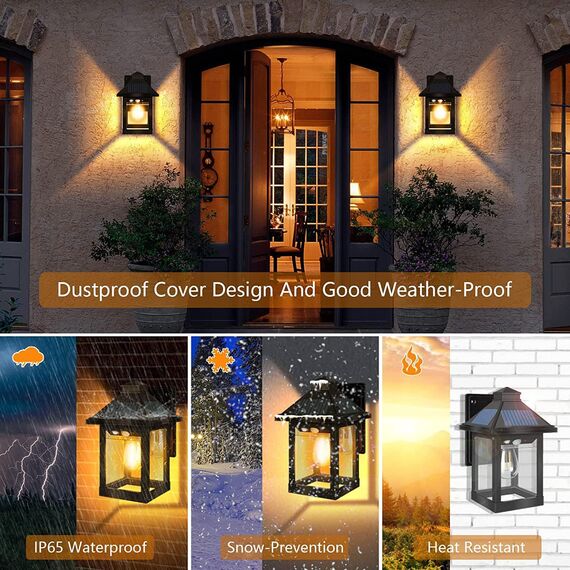 COLBOR Solarlampen für Außen, LED Solar Vintage Licht mit Bewegungsmelder 3 Modi IP65 Wasserdicht für Garage Garten Hof Terrasse (1 Pcs), Solarlampen-Außen-Solar-LED-Licht