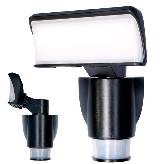 Proventa LED-Strahler, autom. Bewegungsverfolgung 180° Schwenkbereich 270°, Bewegungsmelder 4000 K, 18W 1200 Lm IP44 schwarz