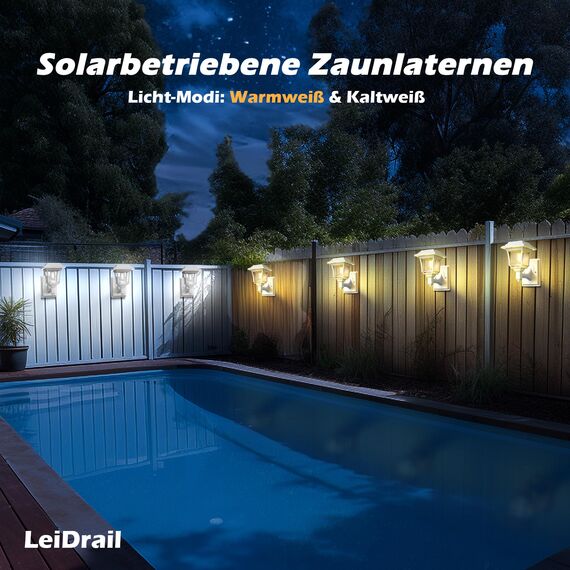 LeiDrail Solarlampen für Außen, 2 Modes Edison Solar Wandleuchte Aussen Wasserdicht 15 Lumen Solarleuchten für Außen Dekorativ für Zaun Hof Hühnerstall Spielhaus Weiß (2 Stück)