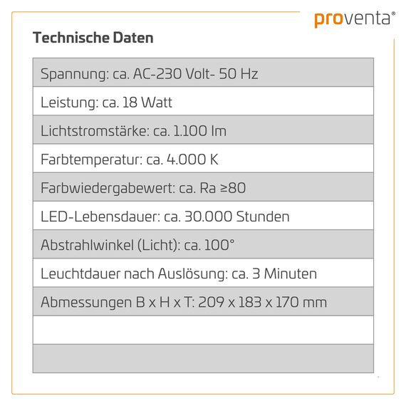 Proventa LED-Strahler, autom. Bewegungsverfolgung 180° Schwenkbereich 270°, Bewegungsmelder 4000 K, 18W 1200 Lm IP44 schwarz