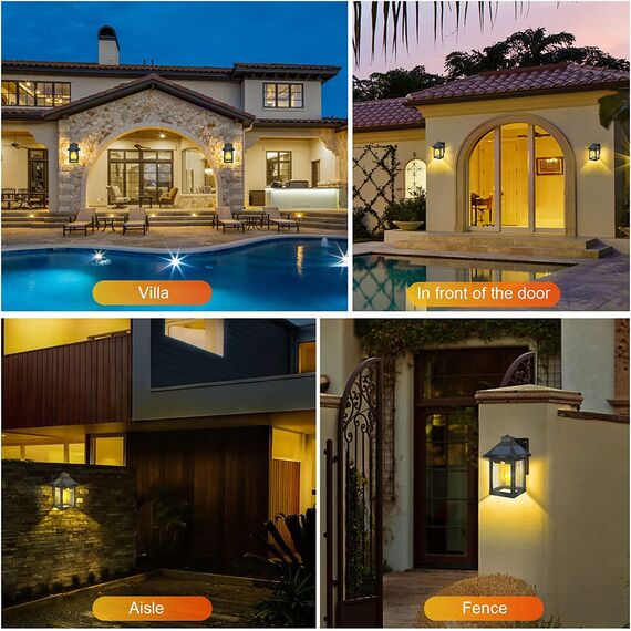 COLBOR Solarlampen für Außen, LED Solar Vintage Licht mit Bewegungsmelder 3 Modi IP65 Wasserdicht für Garage Garten Hof Terrasse (1 Pcs), Solarlampen-Außen-Solar-LED-Licht