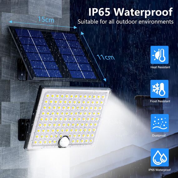 Realky Solarlampen für Außen mit Fernbedienung,Außenlampe mit bewegungsmelder,IP65 Wasserdichte Solarleuchte mit 5m Kabel für Garage, Garten, Hof, Stufen, Haustüren, Rasen - 1 Stück