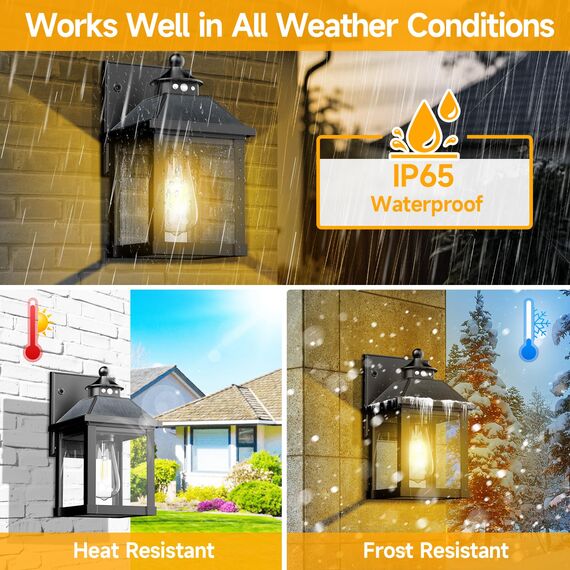 COLBOR Solarlampen für Außen, Solar-Wandlaterne mit Bewegungssensor, IP65 Wasserdichte Solarleuchten Vintage für Garage, Garten und Patio