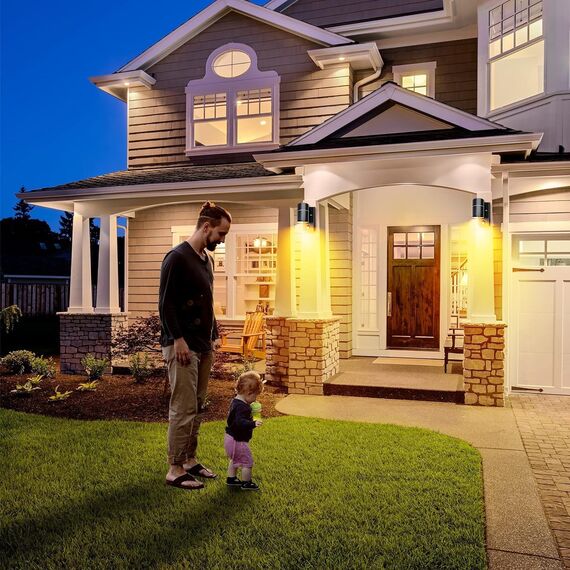 Wondlumi Aussenlampe mit Bewegungsmelder Set GU10 LED Wandlampe Anthrazit IP44 Aussenleuchten 230V inkl.2x5W Warmweiß Glühbirne