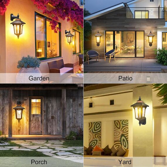 COLBOR Solarlampen für Außen mit Bewegungsmelder, 2 Stück Solar Wandleuchte Aussen Vintage 2200mAh 3 Modi IP65 Wasserdicht für Garten Garage Zaun, Solarlampen-Außen-Bewegungsmelder-Solar-Licht