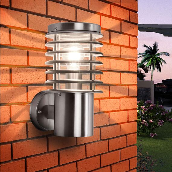 max K O M F O R T Aussenleuchte Aussenwandleuchte Edelstahl E27 Fassung für LED geeignet Wandlampe 252D1 (Wandleuchte ohne Sensor)